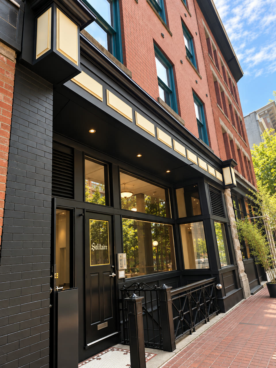 The Solitaire Hotel entrance at 58 Alexander Street, Gastown